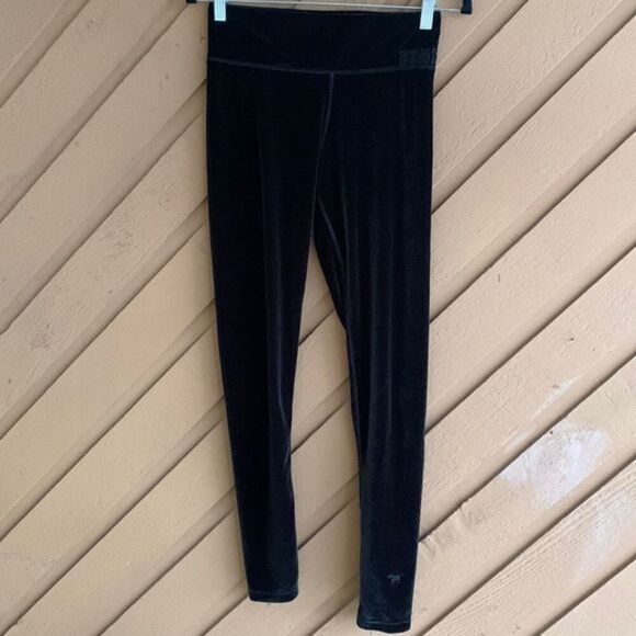 PINK Victoria’s Secret Black Velvet Leggings - Picture 1 of 4